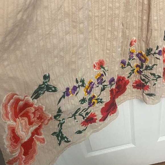 ASOS Beige Long Sleeve Dress with Red and Pink Floral Embroidery - Picture 6 of 7